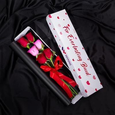 Alluring 6 Roses Box Flower Type: Mixed Roses , No. of Stems: 6 , Flowers Contains: 4 Red Roses , 2 Pink Roses


